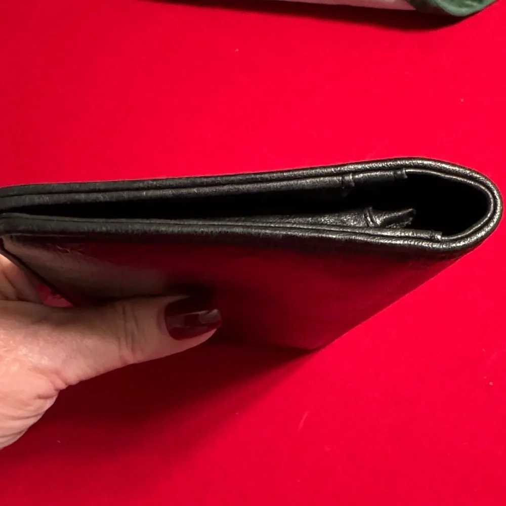 CHANEL Black Leather Wallet with Silver Logo